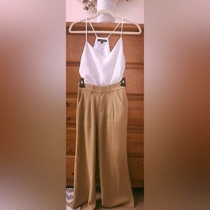 Women’s Tan Mid-Rise Wide Leg Tailored Trousers